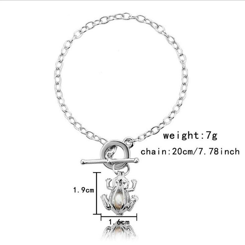 8 inches Rhodium Plated Frog Style Chain Bracelet