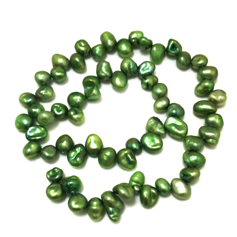 16 inches 9-10mm Green Keshi Pearls Loose Strand
