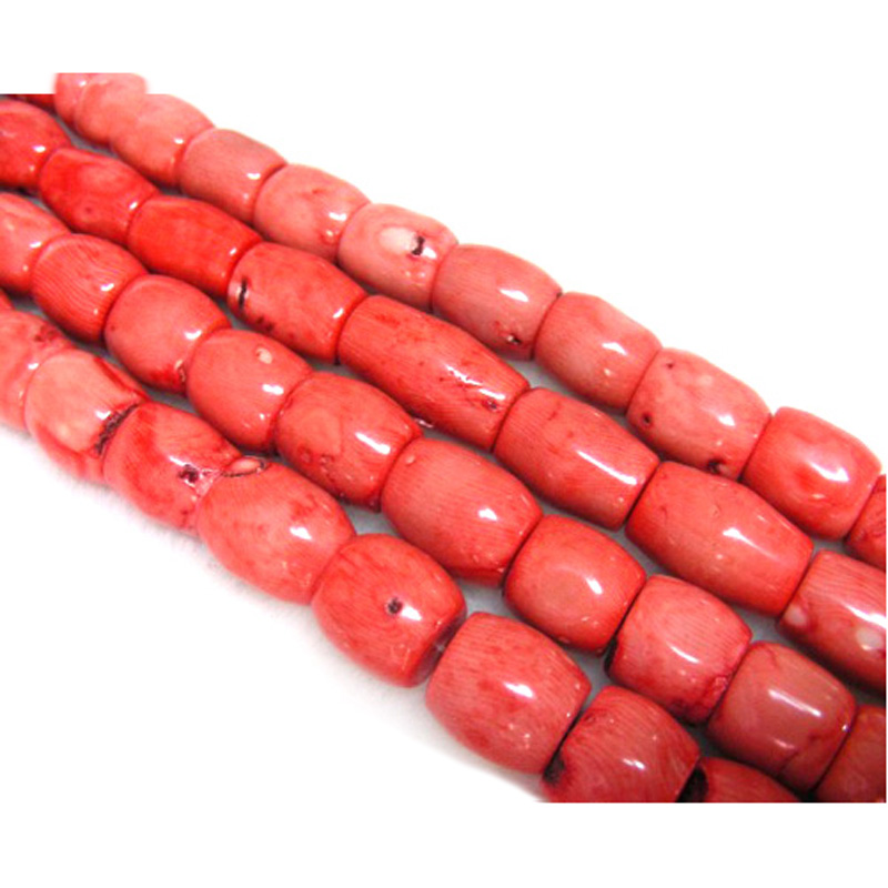 16 inches 15-20mm Column Shaped Red Natural Coral Beads Loose Strand