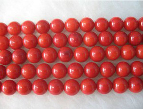 16 inches Red Round Natural Coral Beads Loose Strand