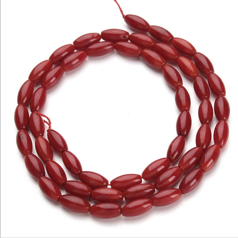 Wholesale 16 inches Red Natural Rice Shaped Coral Beads Loose Strand