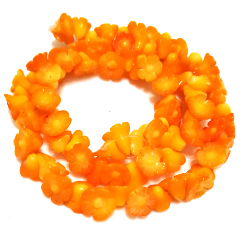 16 inches 8x10mm Orange Natural Flower Carved Coral Beads Loose Strand