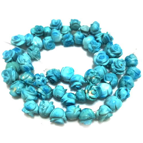 16 inches 8x10mm Blue Flower Natural Carved Natural Turquoise Beads Loose Strand
