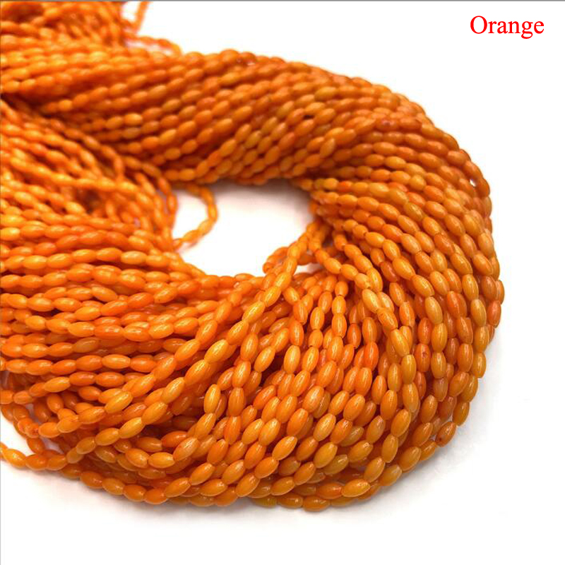 Wholesale 16 inches Orange Natural Rice Shaped Coral Beads Loose Strand