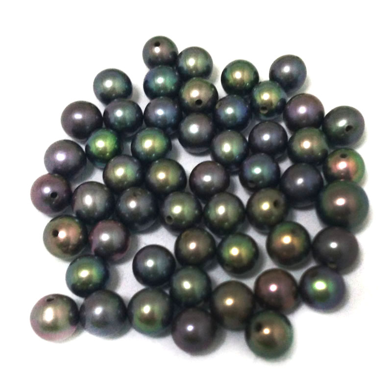 8-9mm AA+ Half Drilled Peacock Green Round Loose Pearls,Sold by Piece