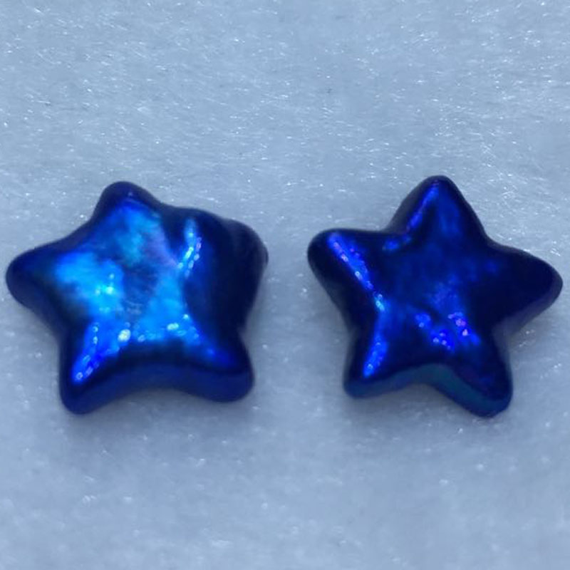 Wholesale 12-13mm AA No Hole Acid Blue Star Shaped Loose Pearls,Sold by Piece
