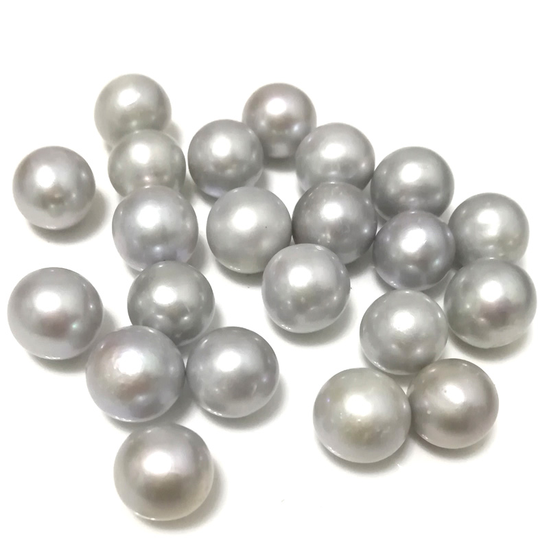 Wholesale 9-12mm AA+ Silver Gray Round Loose Pearls,Sold by Piece