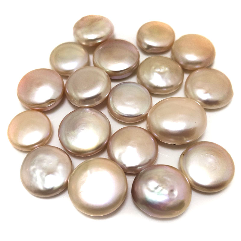 13-15mm AAA Natural Pink Coin Shaped Freshwater Loose Pearls,Sold by Piece