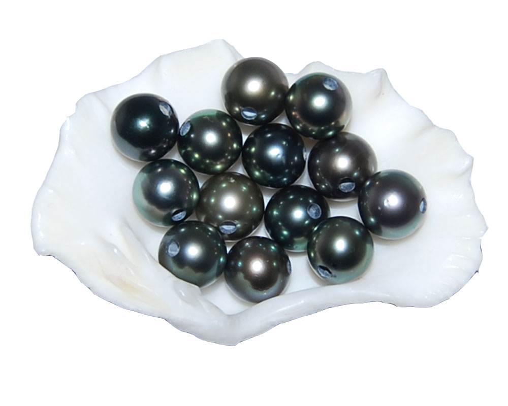 AA 10-11mm Full Drilled BLack Tahitian Pearl with 2mm Hole
