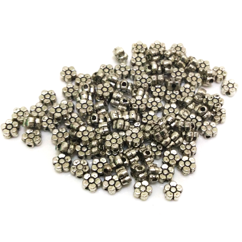 3x6mm Full Hole Flower Sterlng Silver Spacer Beads