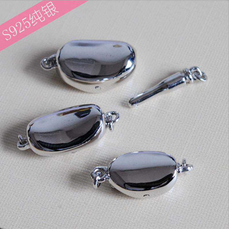 8x15mm Bean Shaped Clip-on 925 Sterling Silver Clasp