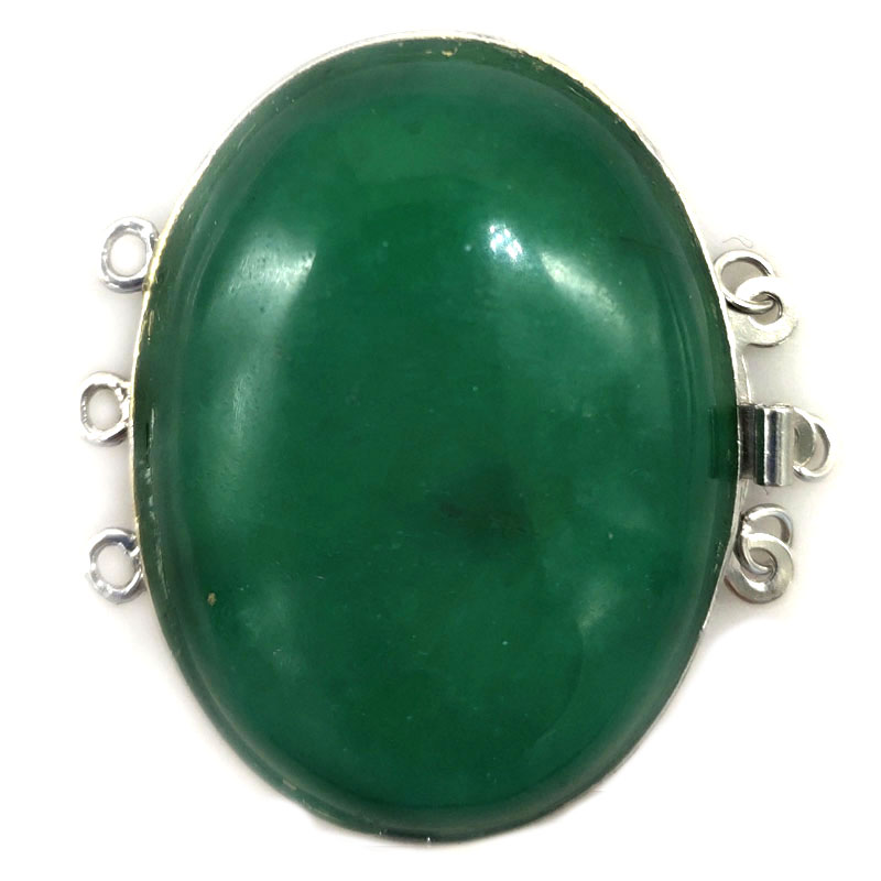 Wholesale 30x40mm Three-Row Natural Green Aventurine Elliptical Jewelry Clasp