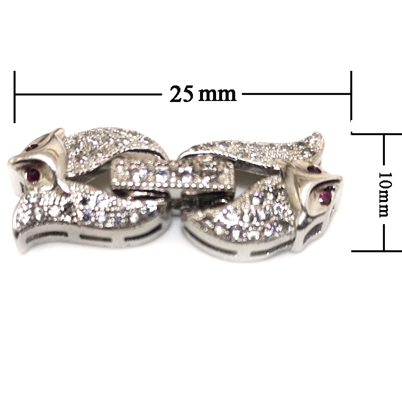 Wholesale 10x25mm 2 Rows Double Foxes Style 925 Silver Clasp