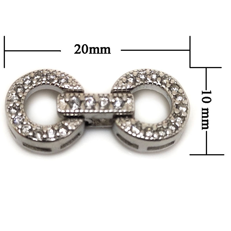 Wholesale 10x20mm 2 Rows Double Circles Style 925 Silver Clasp