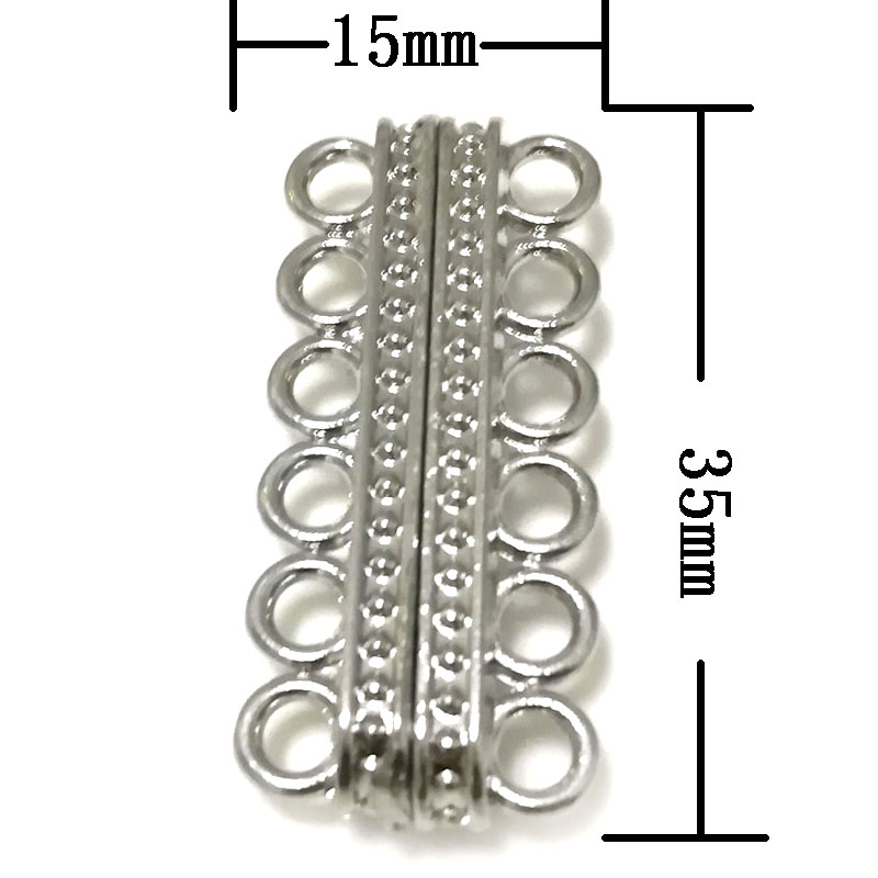 Wholesale 15x35mm 6 Rows Silver Magnetic Necklace Clasp