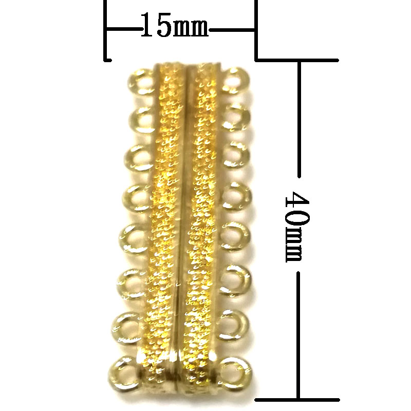 Wholesale 15x40mm 8 Rows Gold Magnetic Necklace Clasp