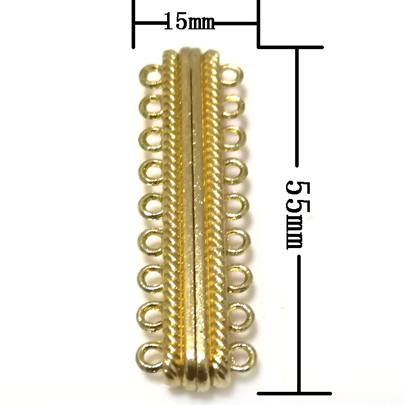 Wholesale 15x50mm 9 Rows Gold Magnetic Necklace Clasp