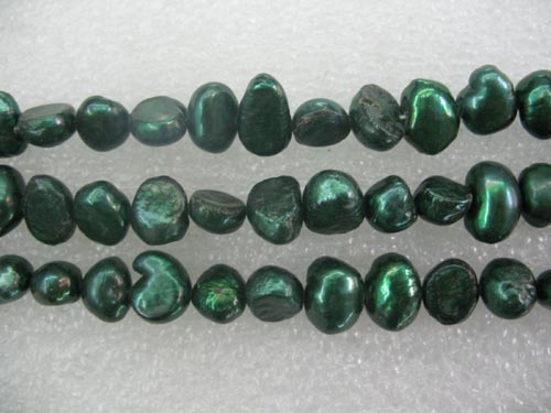 16 inches Peacock Green Natural Nugget Pearls Loose Strand