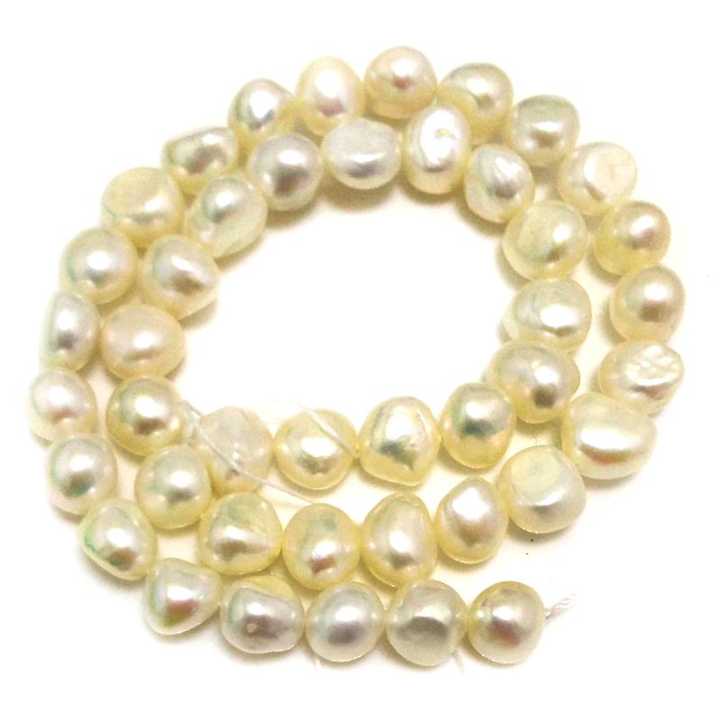 16 inches 9-10mm AA Natural White Nugget Pearls Loose Strand