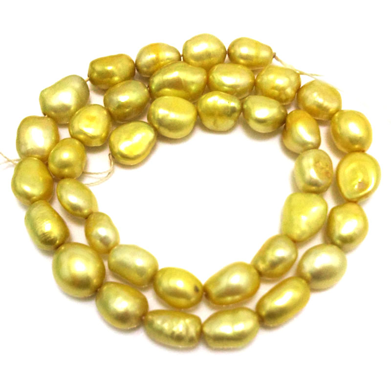 16 inches 8*12mm Champagne Natural Barqoue Rice Nugget Pearls Loose Strand