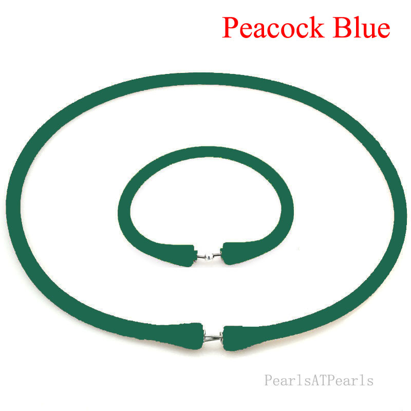 Wholesale Peacock Blue Rubber Silicone Band for Custom Necklace Set