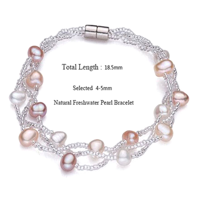 8.5 inch 4-5mm Nugget Pearl Bracelet with Magnet Clasp
