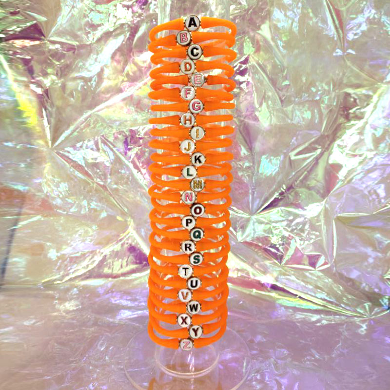 Wholesale 10-11mm Letter Apricot Rubber Silicone Bracelet