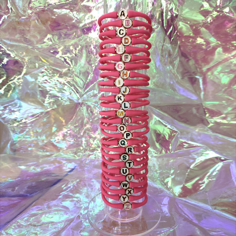 Wholesale 10-11mm Letter Bubble Gum Rubber Silicone Bracelet