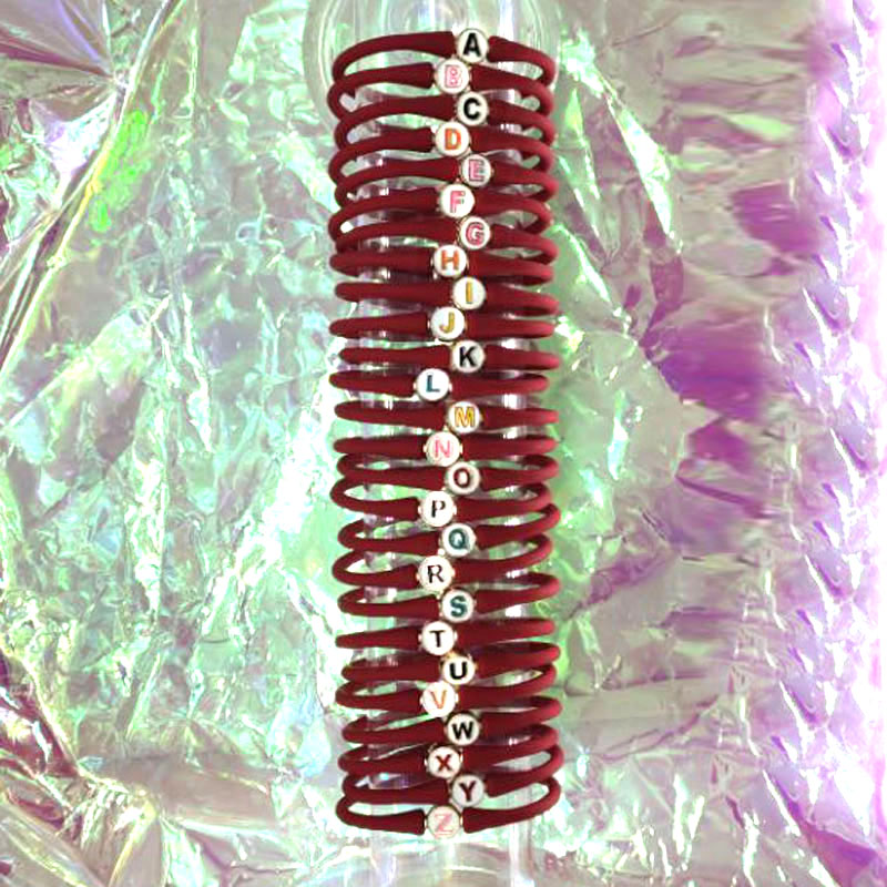 Wholesale 10-11mm Letter Merlot Rubber Silicone Bracelet