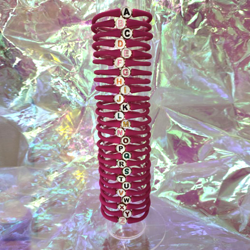 Wholesale 10-11mm Letter Berry Rubber Silicone Bracelet