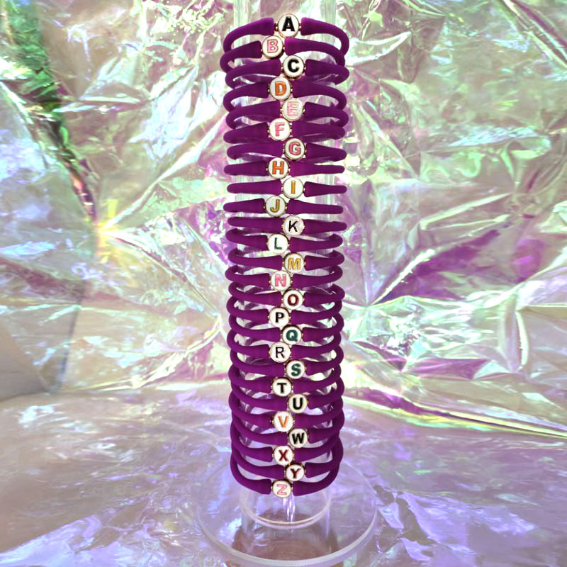 Wholesale 10-11mm Letter Orchid Rubber Silicone Bracelet