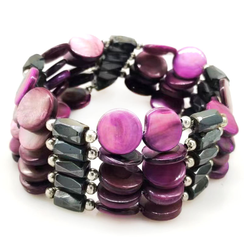 33 inches Purple Natural Mother of Pearl Magnetic Wrap Bracelet
