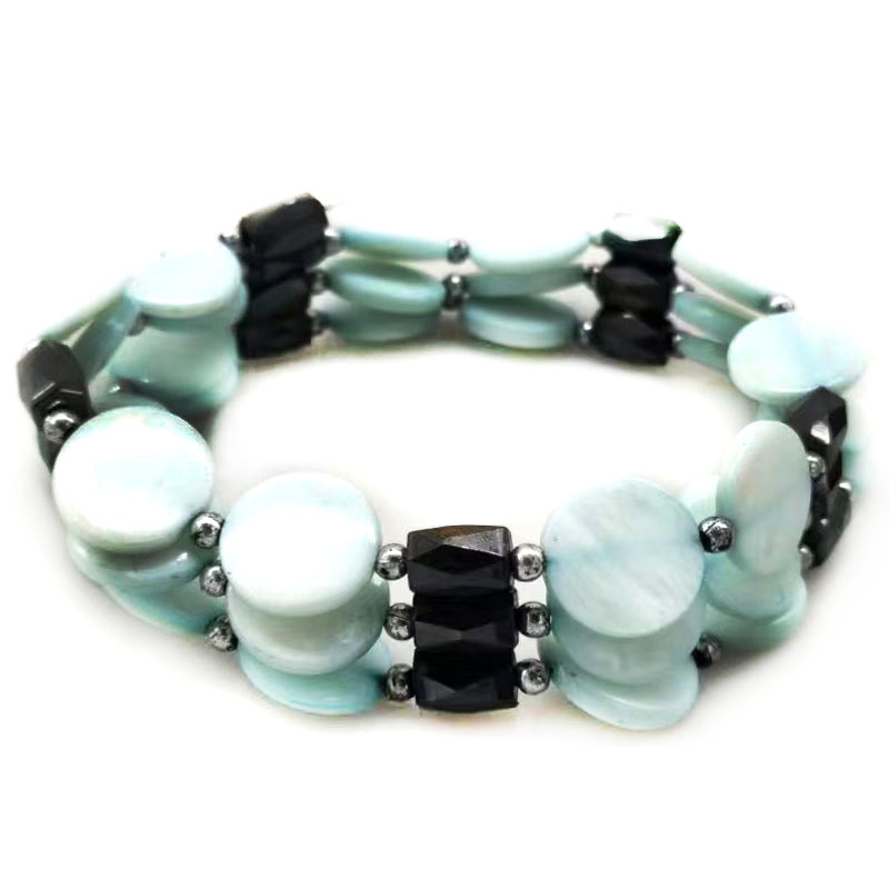 32 inches Light Blue Natural Mother of Pearl Magnetic Wrap Bracelet