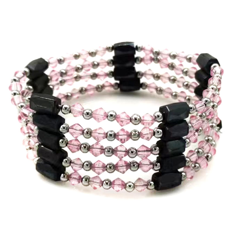 Wholesale 36 inches Pink Facet Crystal Bead Magnetic Wrap Clasp