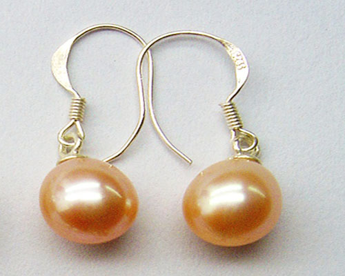 8-9mm Natural Pink Pearl Drop Earring with 925 Sterling Silver Hook,Sold by Pair