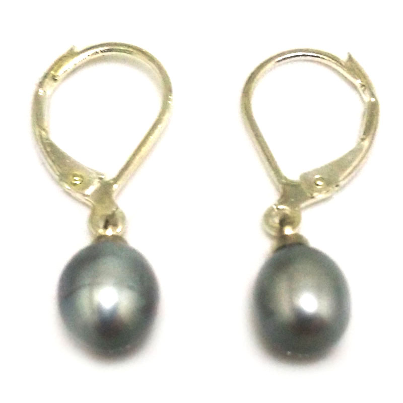 7-8mm Silver Gray Natural Drop Pearl Leverback Earring,Sold by Pair