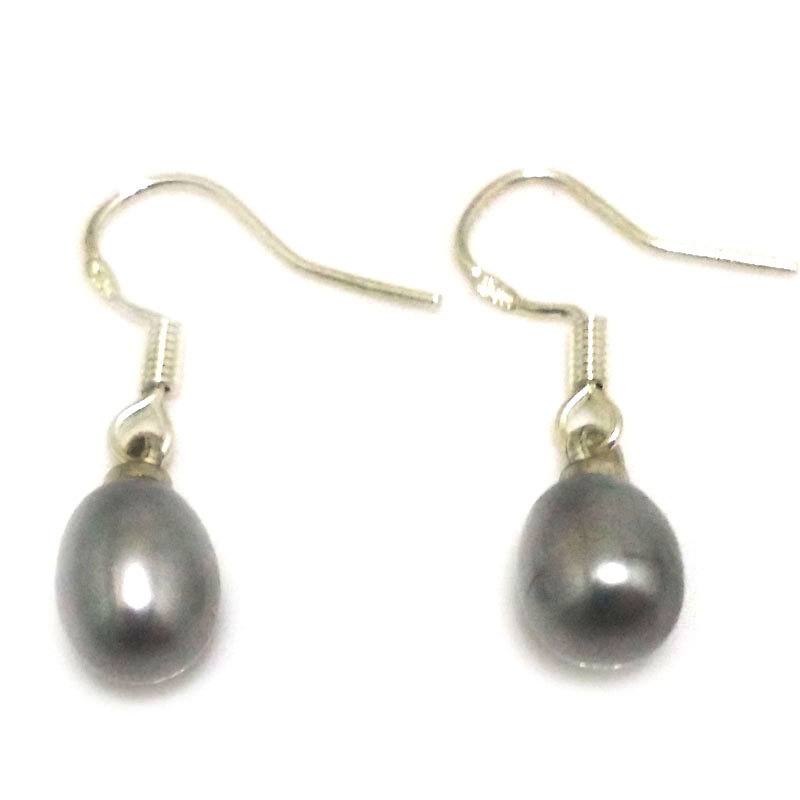 7-8mm Silver Natural Drop Pearl Earring with 925 Silver Hook