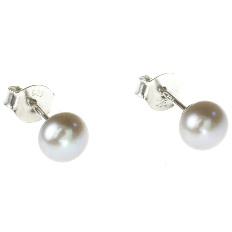 7-8mm Silver Gray Button Pearl Stud Earring,Sold by Pair