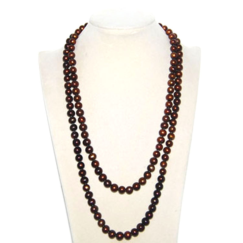 47 inches 7.5x8.5mm Bronze Pearl Long Chain Necklace