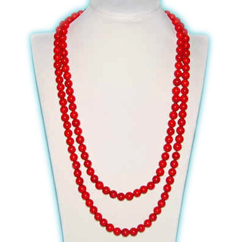 32 inches 9-10mm Long Chain Red Natural Coral Necklace
