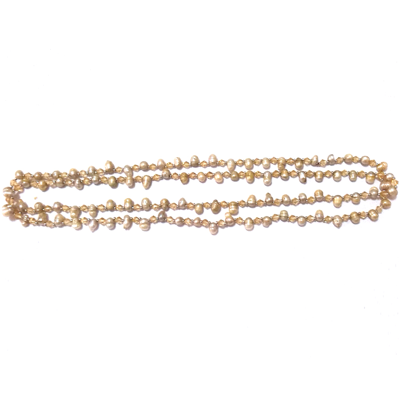 40 inches 5-6mm Champagne Dancing Pearl Necklace