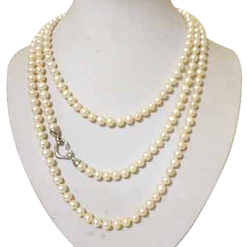 48 inches AA 7-8mm Round Freshwater Pearl Long Chain Necklace