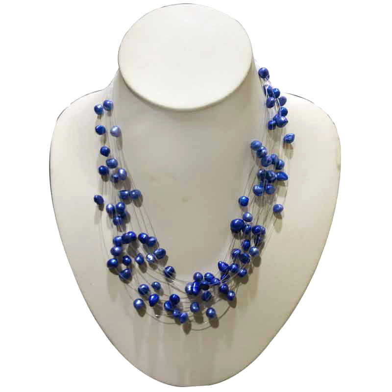 18-24 inches Blue Illusion 4-8mm Nugget Pearl Necklace