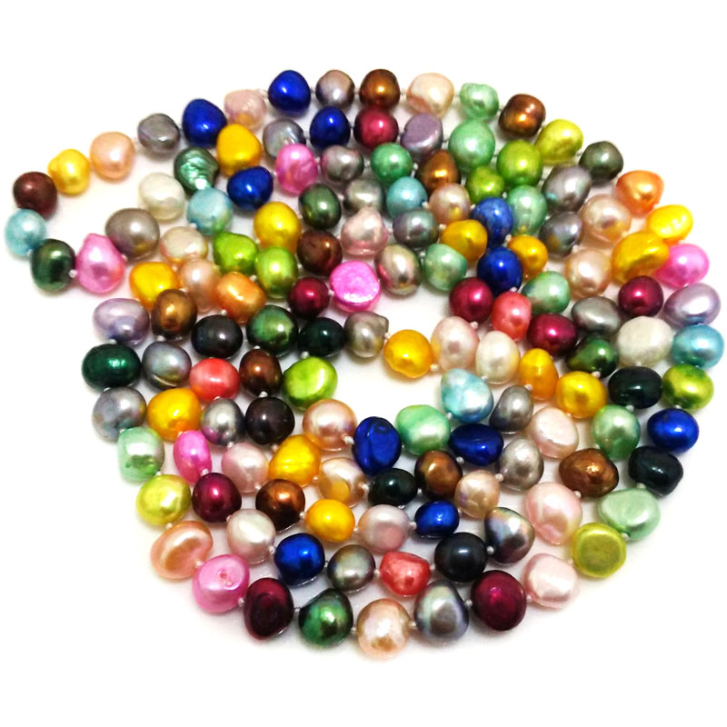 48 inches 9-10mm Multicolor Baroque Pearl Sweater Necklace