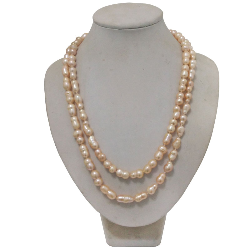 48 inches 9-10mm Natural Pink Peanut Baroque Pearl Necklace