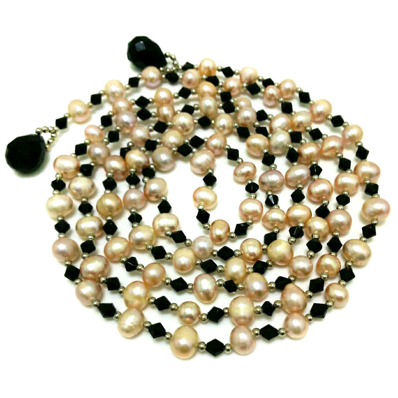 52 inches 8-9mm Natural Pink Freshwater Pearl Long Necklace