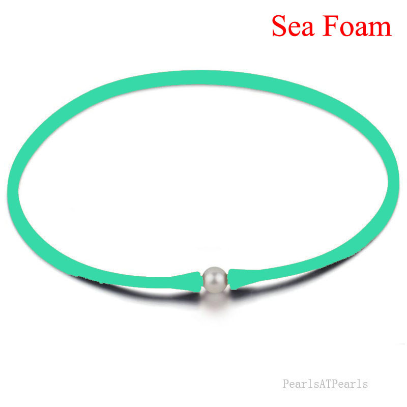 Wholesale 11-12mm Round Pearl Sea Foam Rubber Silicone Necklace