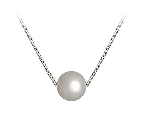 8-9mm AAA White Single Round Pearl 925 Silver Pendent Necklace