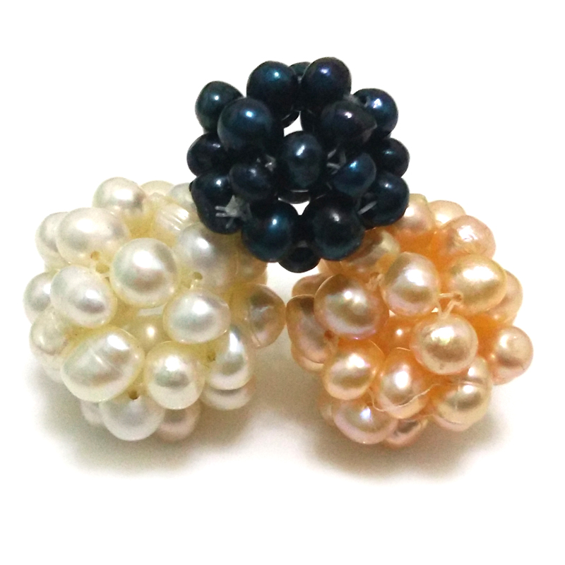 17-18mm Braided Jewelry Ball made with 4-5mm Natural Oval Pearls