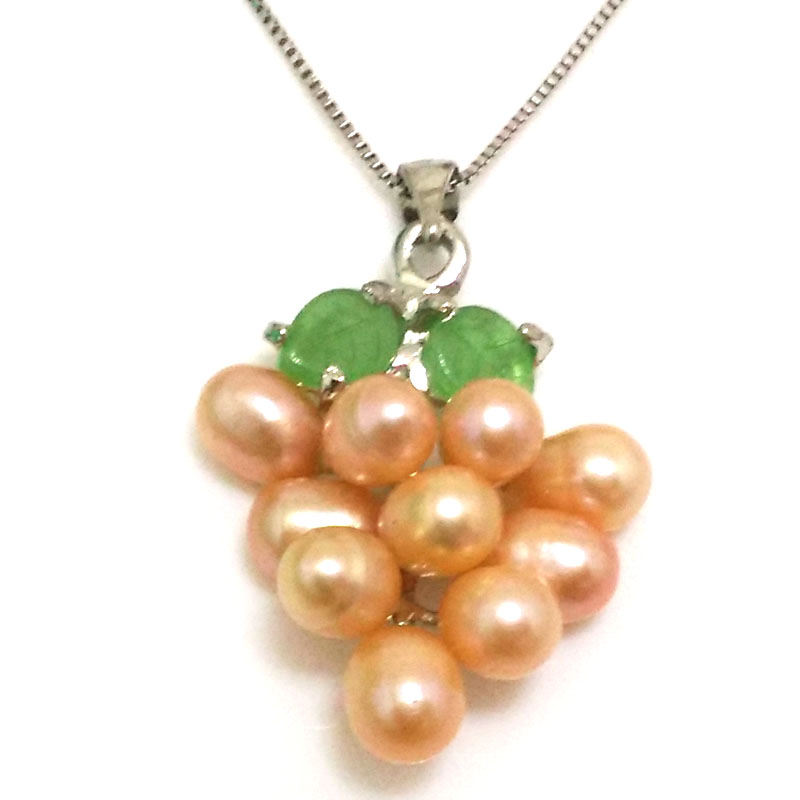 20mmx40mm Natural Pink Grape Style 6-7 mm White Rice Pearl Pendent